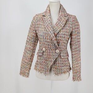 Alexia Admor Tweed Rainbow Blazer Metallic 4 Old Money Quiet Luxury NWOT